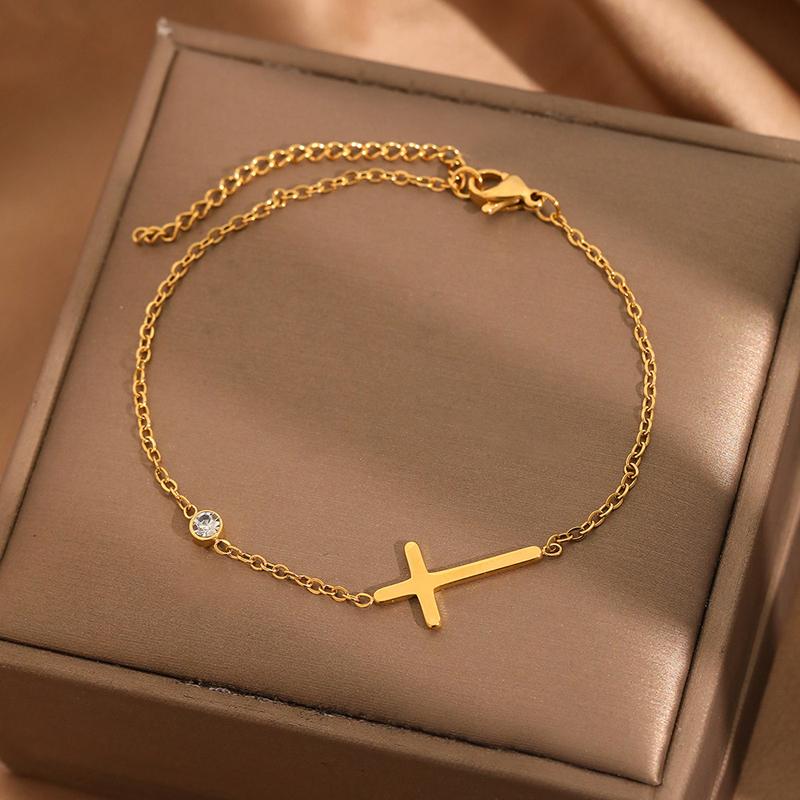 Stainless Steel Feather Pendant Bracelet for Women Men Punk Hip Hop Metal Ball Widen Chain Adjustable Hand Chain Fashion Zircon