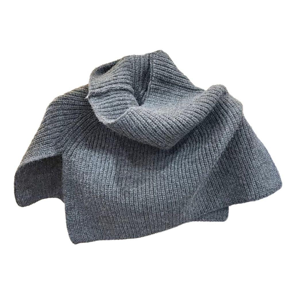 Warm Women Cape Pullover High Neck Scarf Elegant Knitted Shawl  Clothes Decoration Accessories