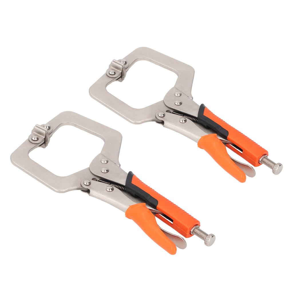 2Pcs Locking C Clamp Pliers Set Heavy Duty Woodworking Face Clamp with Rotating Pads for Welding   Hole Joinery