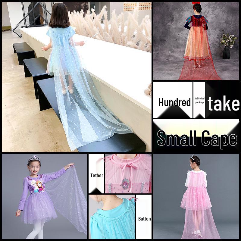 Costume Principessa Elsa e Anna di Frozen con Mantello e Velo per Bambina