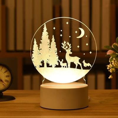 Ozdoby choinkowe na drzewo domowe łoś boże narodzenie 3D akrylowe lampka nocna z usb świąteczny prezent Navidad 2021 nowy rok Home Decore Garland