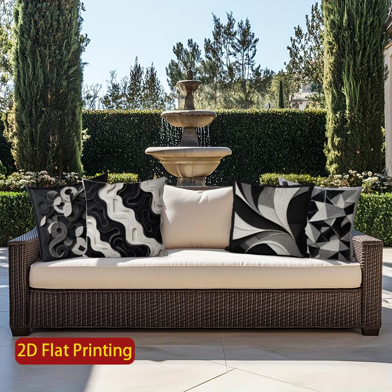 2D Geometric & Wave Pattern Digital Print Pillow Covers Pattern Cushion Cover Suitable For Sofa Bedroom Car Pillow Cover