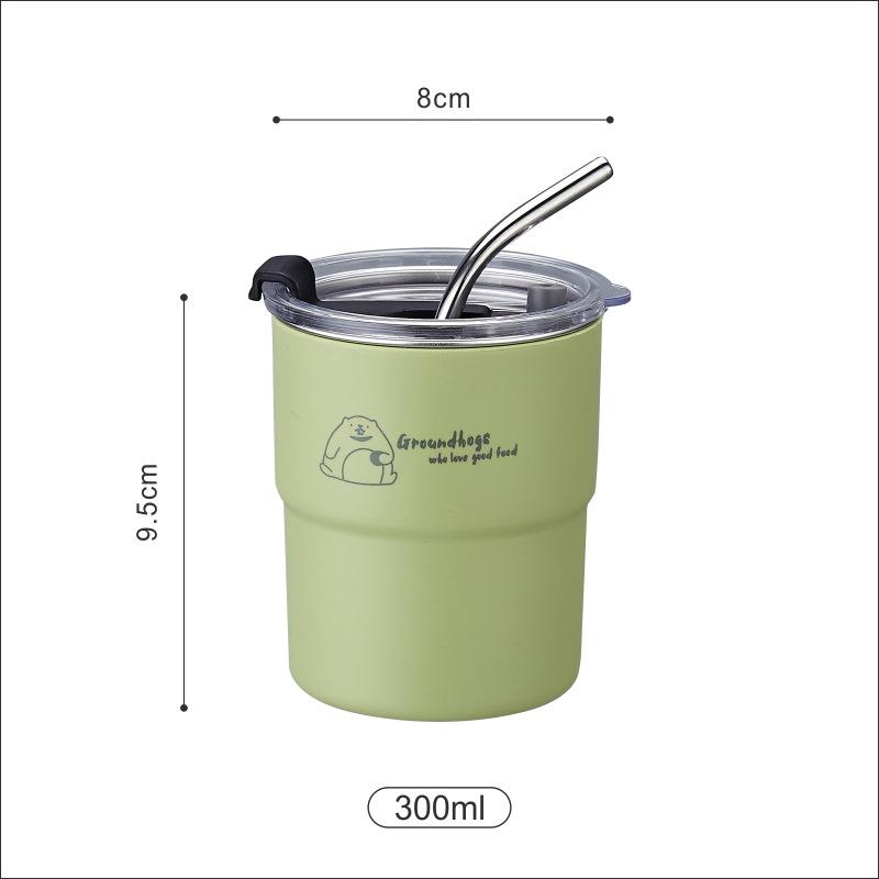 

304 Stainless Steel Tumbler with Lid - Large Capacity Portable Straw & Coffee Cup for Car or Outdoor Use