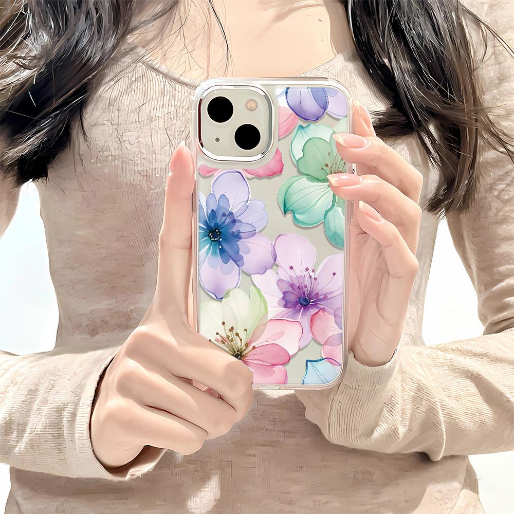 Colorful Large Flowers Soft TPU Case For IPhone 16 16E 15 14 Plus 13 12 11 Pro Max X XS XR 7 8 Plus Cover Case Funda Bumber