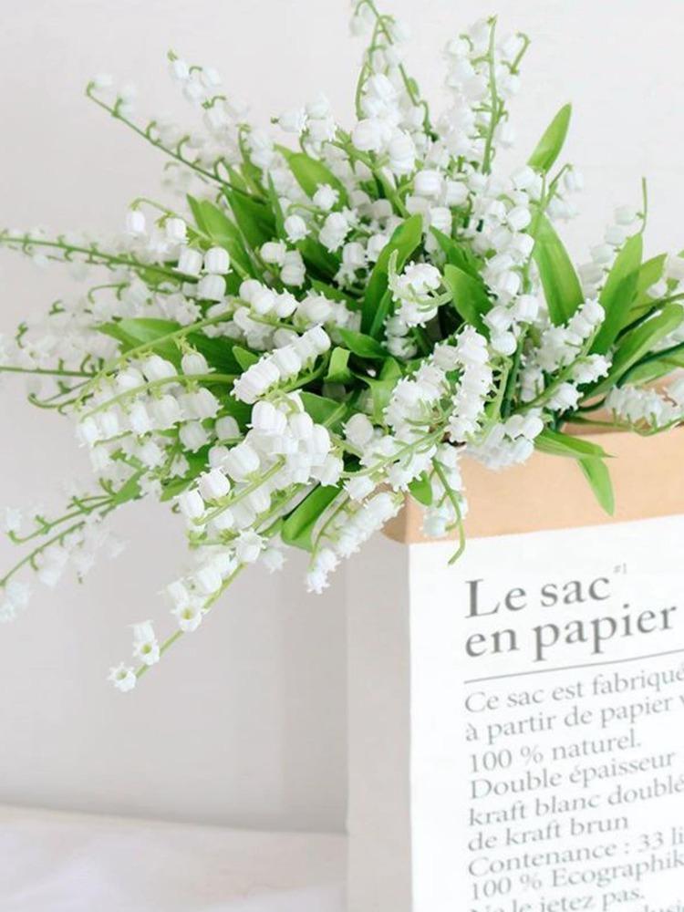 3Pcs Campanula Artificial Flowers Plastic and Silk Cloth Fake Flowers for Home Wedding Decoration