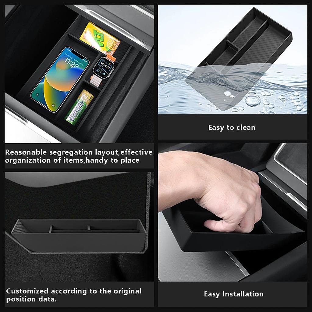 For Tesla Model Y Juniper/Launch 2025 Center Console Lower Layer Storage Box Organizer Tidying Interior Accessories Storage Tray