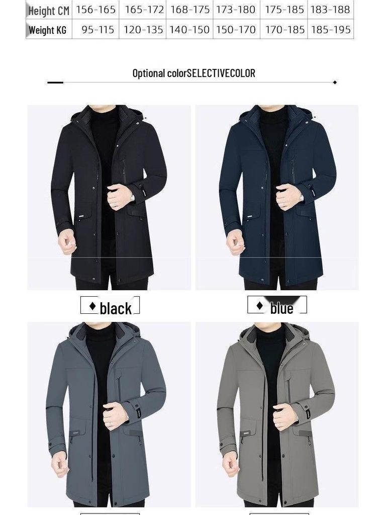 Pierre Cardin Men's Mid-Length Goose Down Jacket with Removable Liner - Thickened, Warm Winter Outerwear.