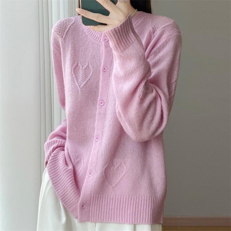 QingHe Cashmere Women's 30% Cashmere Cardigan - Soft & Warm Wool Blend Sweater