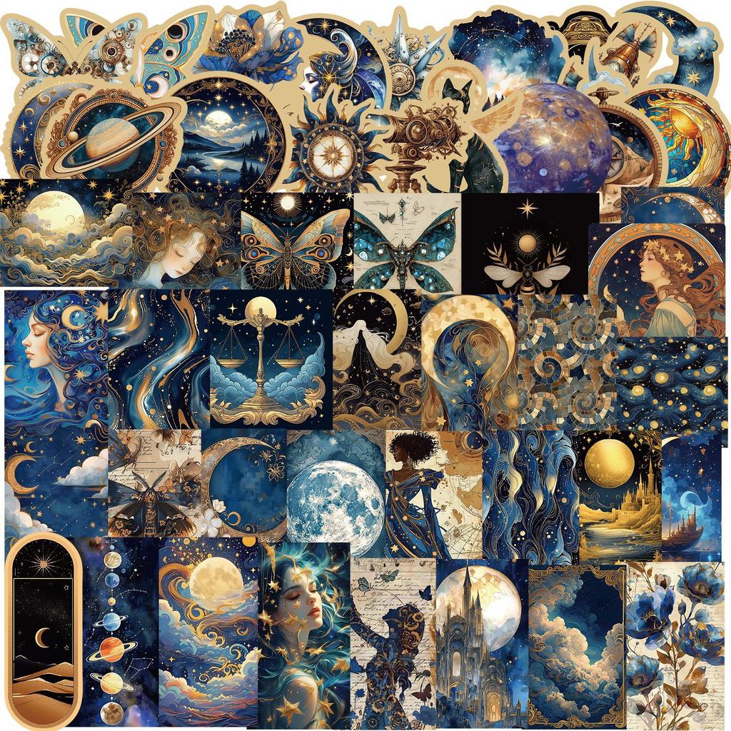 50 Cartoon Universe Swirl Retro Graffiti Stickers Decorative Guitar Notebook Suitcase DIY Waterproof