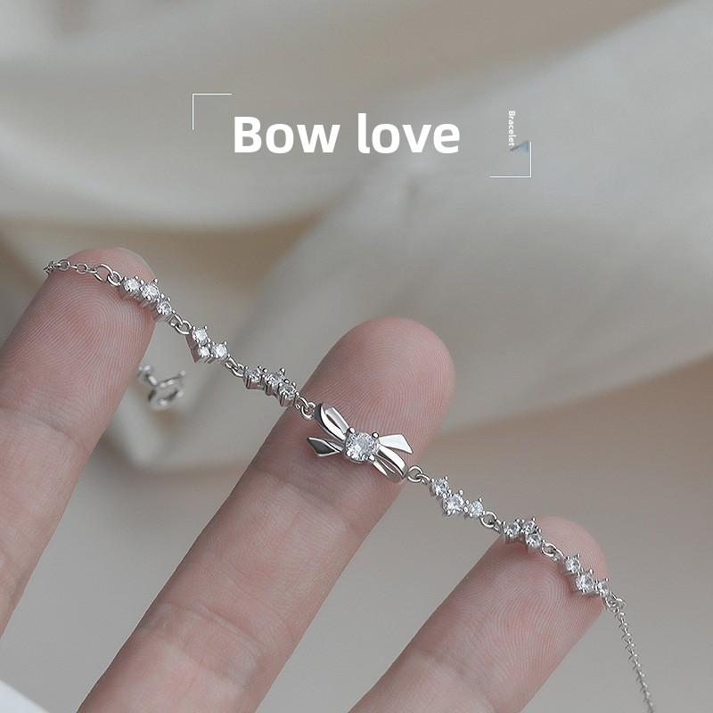 Love Broken Diamond Bow Bracelet Women's Light Luxury Niche Design Sense Fashion