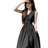Black dress sleeveless design French temperament v-neck long dress Hepburn style skirt women's summer 2026 new