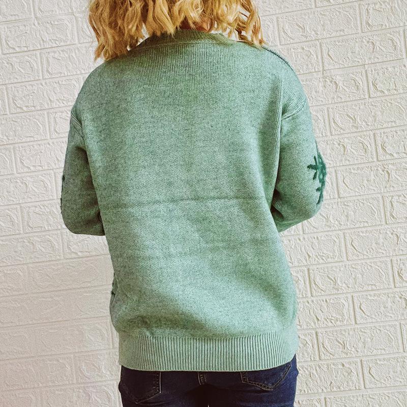 Autumn and Winter Round Neck Long Sleeved Christmas Sweater New Year Snowflake Deer Jacquard Knitted Pullover 3572