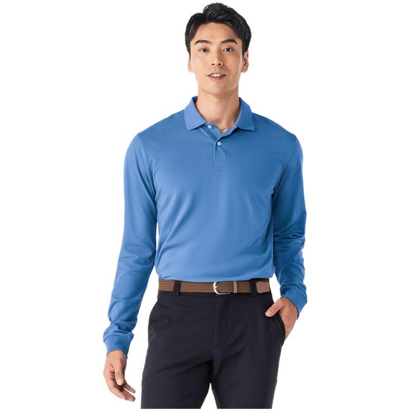 

DECATHLON Однотонная простая мужская рубашка поло с длинным рукавом XL джинсовый синий