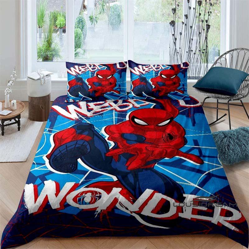 Spider-Man 3D printed duvet cover and pillowcase bedding set, available for single, double, king, and queen beds, suitable for