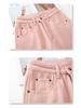 Women's Pink Fleece-Lined Wide-Leg Jeans - 2024 Autumn/Winter Collection