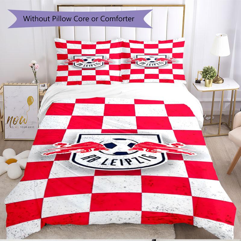 3-teiliges Bettbezug-Set (1 * Bettbezug + 2 * Kissenbezug, ohne Kern), RB Leipzig Aufdruck Weiches Ganzjahres-Bettwäscheset, Heimschlafzimmer-Dekoration Geschenk