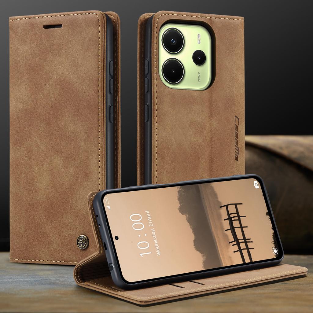 For Xiaomi Redmi Note 14 4G (164.84x78.15x8.16mm) Wallet Case CASEME 013 Series PU Leather Phone Cover Stand