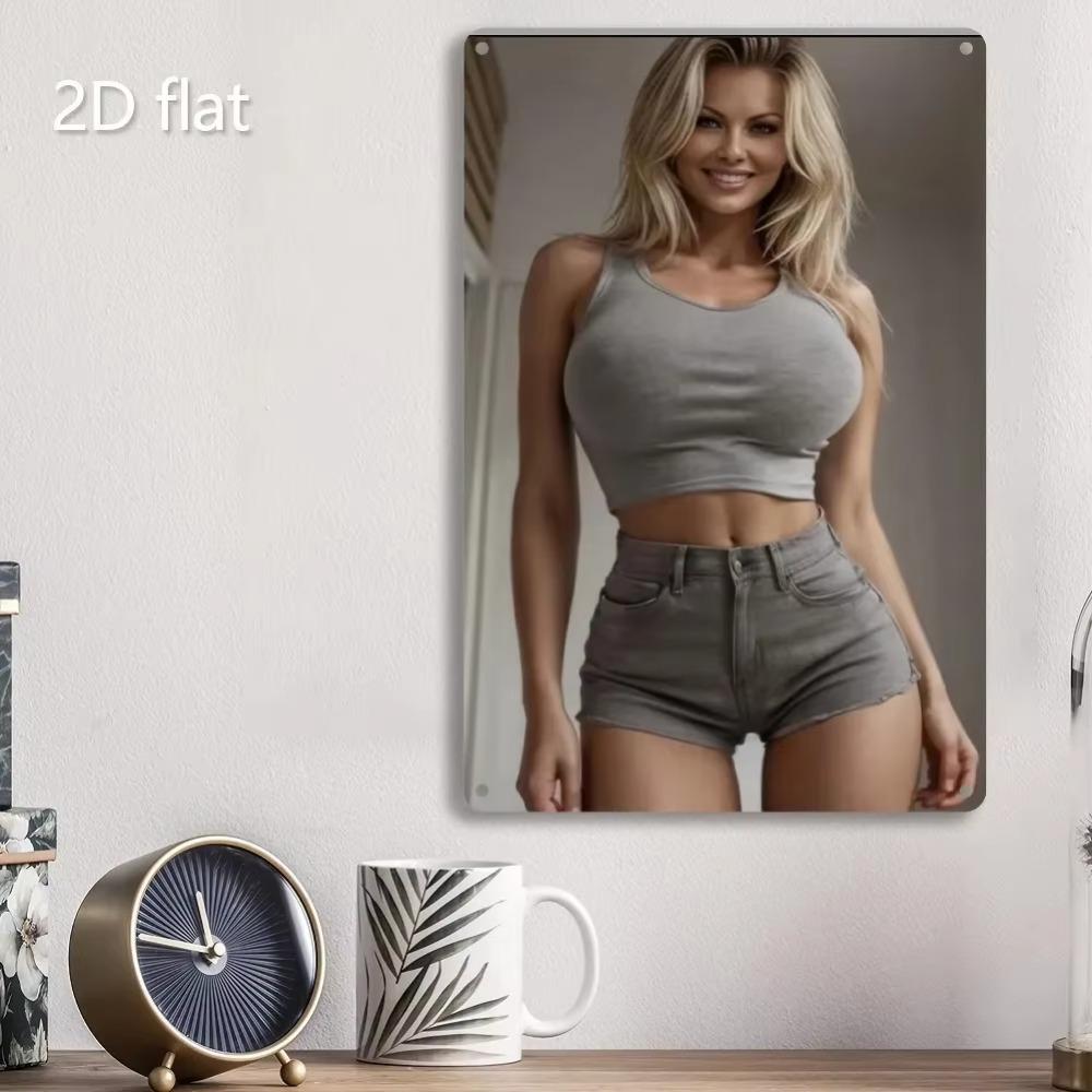 Blonde Lady Metal Wall Art Weatherproof Iron Plaque Indoor Outdoor Decor