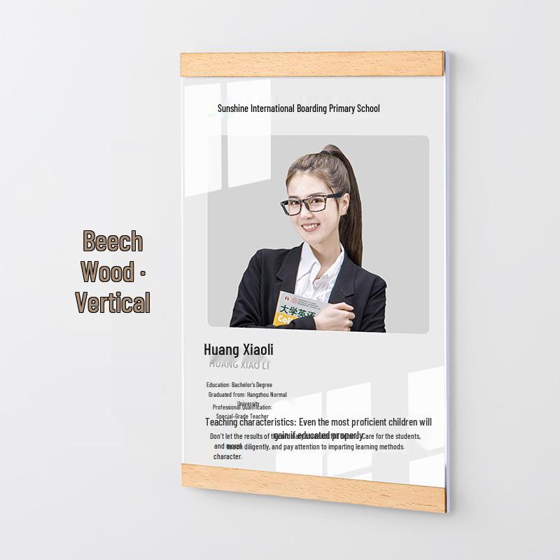 Acrylic Magnetic Wall Hanging Photo Frame - A4 No-Drill, A3 Wooden Variant for Teacher Profiles