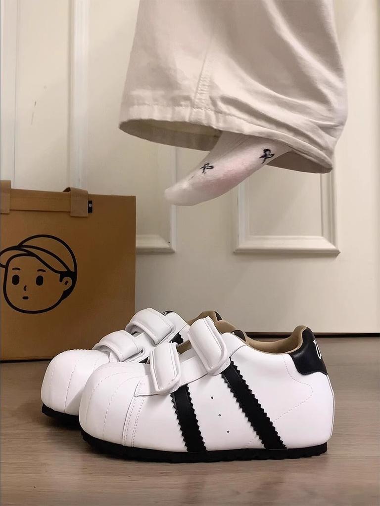 Velcro Ugly Cute Shell Head German Training Bread Shoes Women's 2025 New Versatile Inner Height Increase Leisure Sports Small Board Shoes