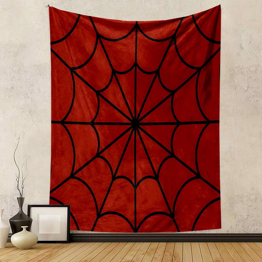 Red Spider Web Pattern Tapestry Patterned Tapestry Decorative Wall Hanging, Home Bedroom Living Room Decor