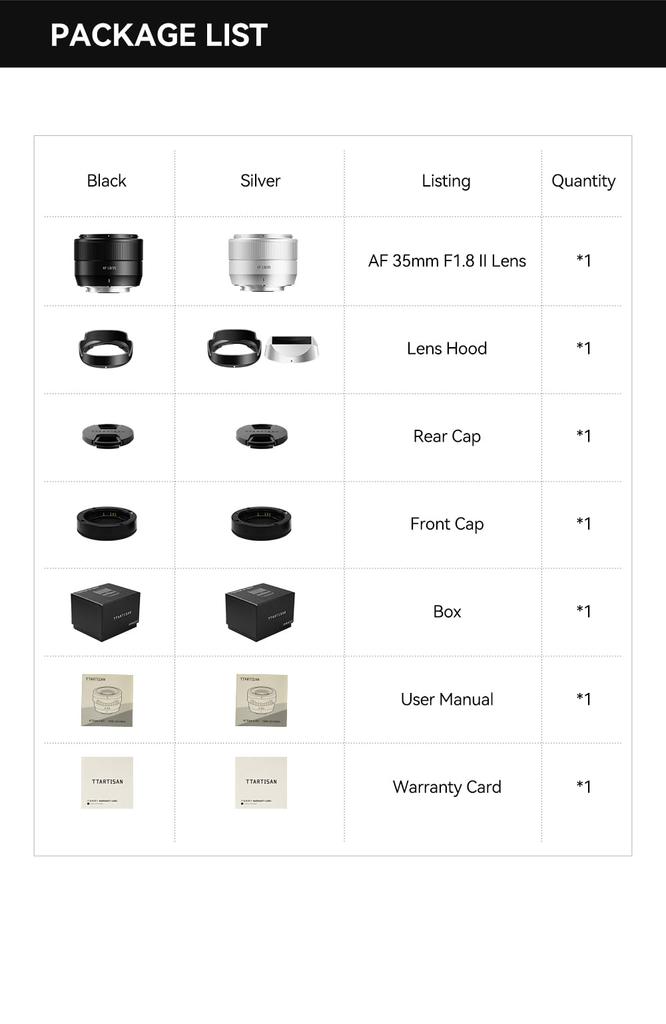 TTArtisan AF 35mm II Prime Lens Sony Interchangeable Lens for Mirrorless Silver with Black Lens by Meisho Optical f/1.8 E-Mount APS-C (2-Year