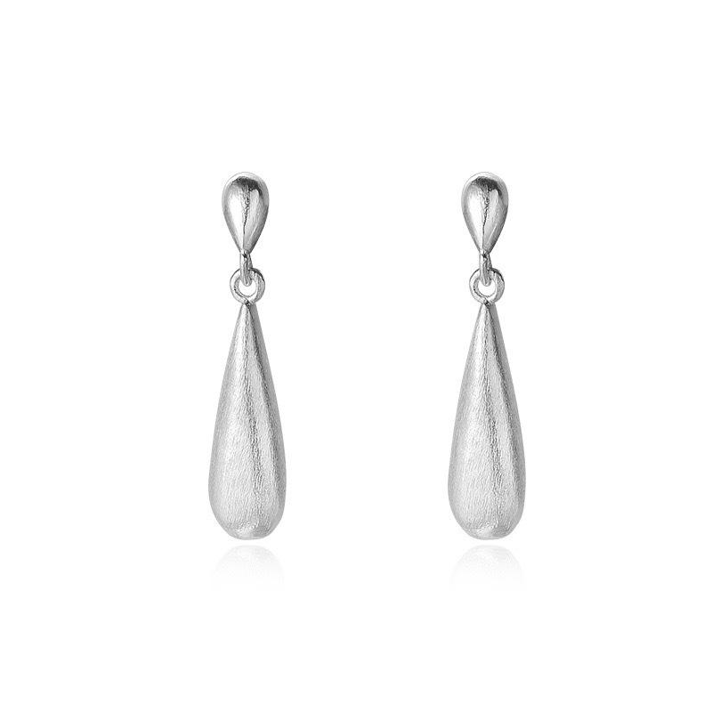 Fashionable Brushed Water Droplet Pendant Earrings, Niche Retro and Cool Temperament, Versatile and Compact Daily Earrings for Women
