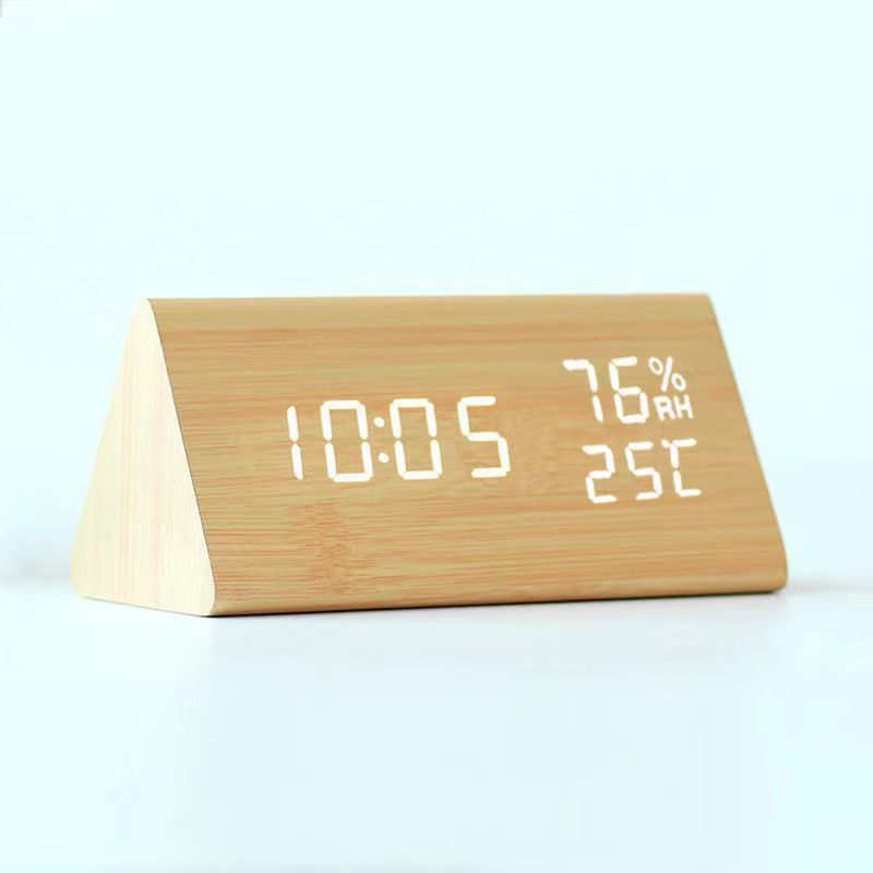 Creative Wooden Alarm Clock Simple Retro Clock Silent Luminous Student Bedside Multifunction Nordic Station Clock Electronic Clock