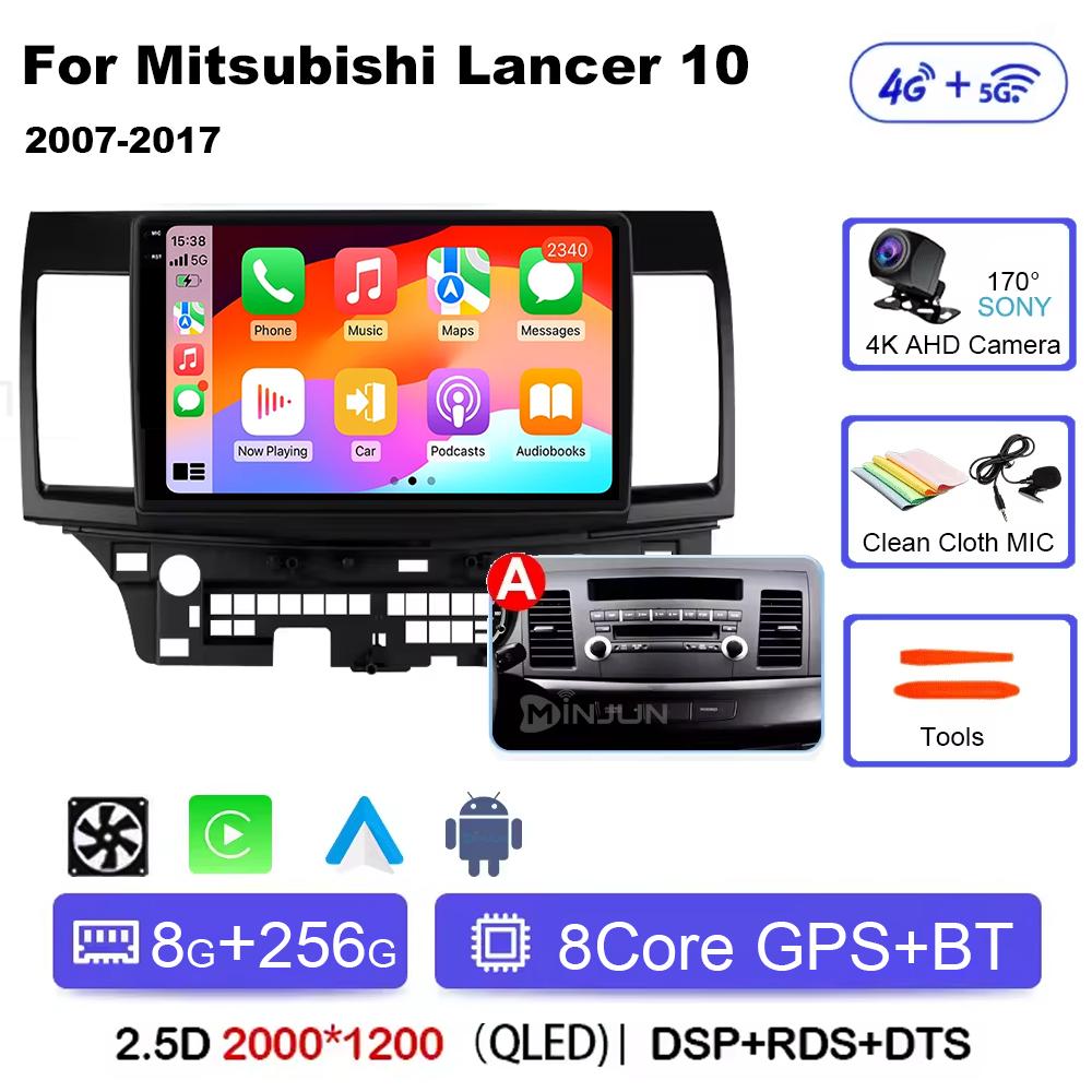 Android 14 Carplay Auto Car Radio Multimedia Player For Mitsubishi Lancer 2007-2013 Qualcomm Screen Autoradio Stereo Head Unit