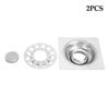 2Pcs Stainless Steel Dual Use Square Shape Floor Drain Bathroom Washing Machine Accessories