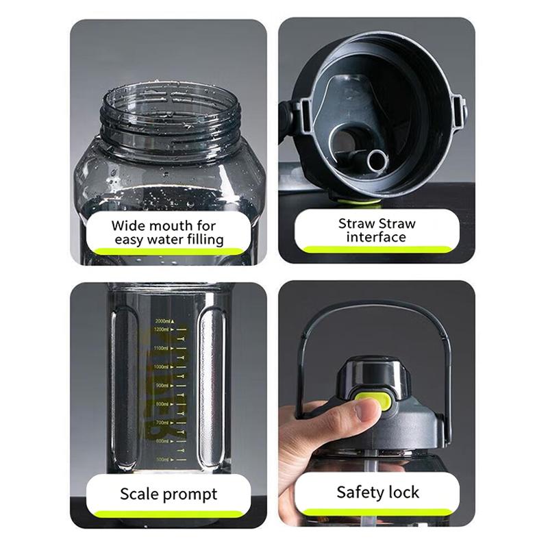 2L Sports Water Bottle Leak Proof Big Capacity Sturdy Water Jug for Bike Climbing Camping
