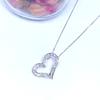 Baguette Cut Hollow Heart Pendant Necklace for Women