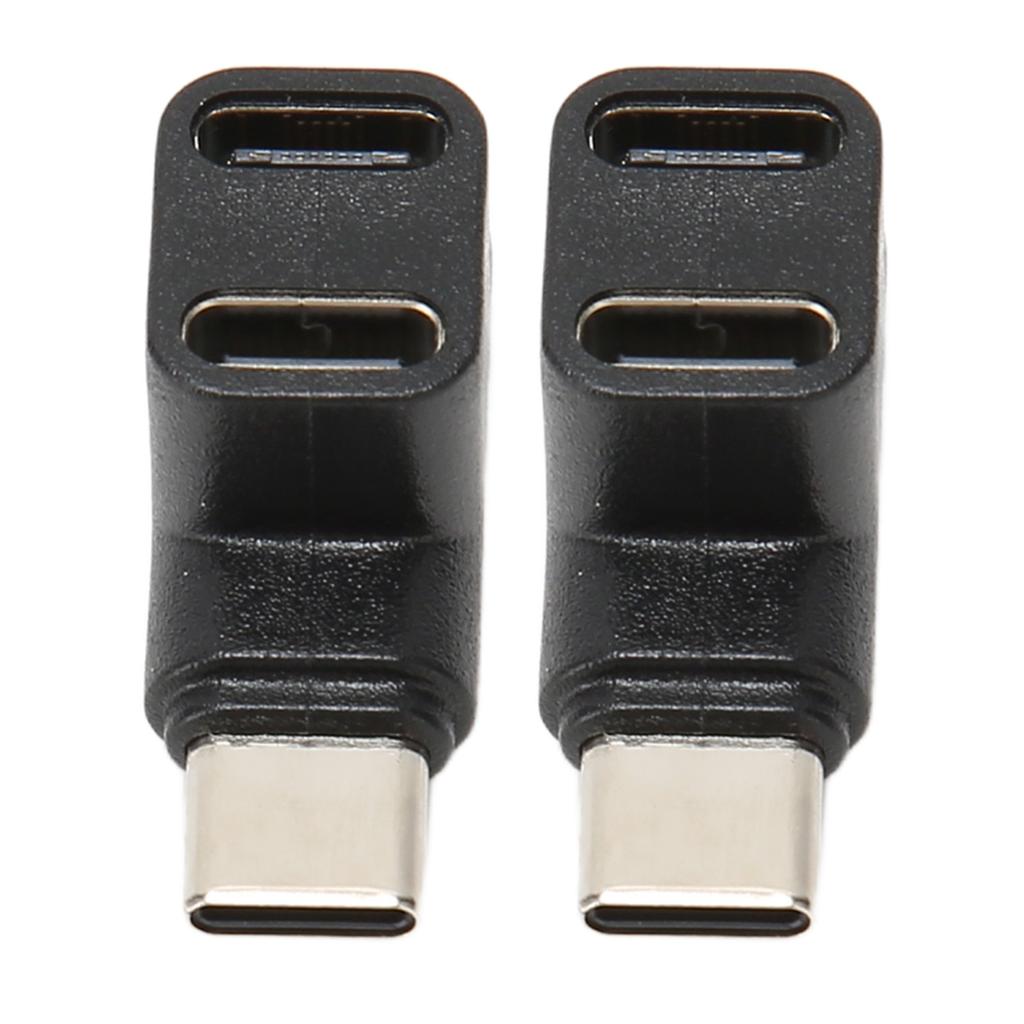 2pcs 1 to 2 USB C 3.1 90 Degree Angle Adapter 10Gbps USB 3.1 Type C Male to USBC 3.1 USB C2.0 Dual Female Right Angle
