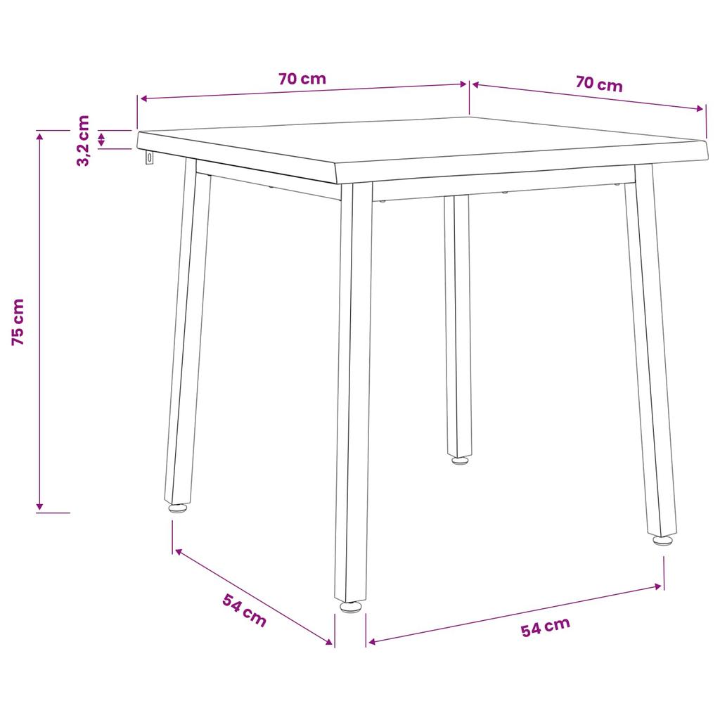 70 x 70 x 75 cm Solid Acacia Wood White and Black Square