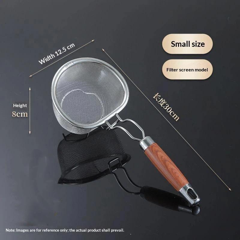 Stainless Steel Fine Mesh Colander With Heat Resistant Wooden Handle For Rinsing Vegetables Straining Pasta Kitchen Use