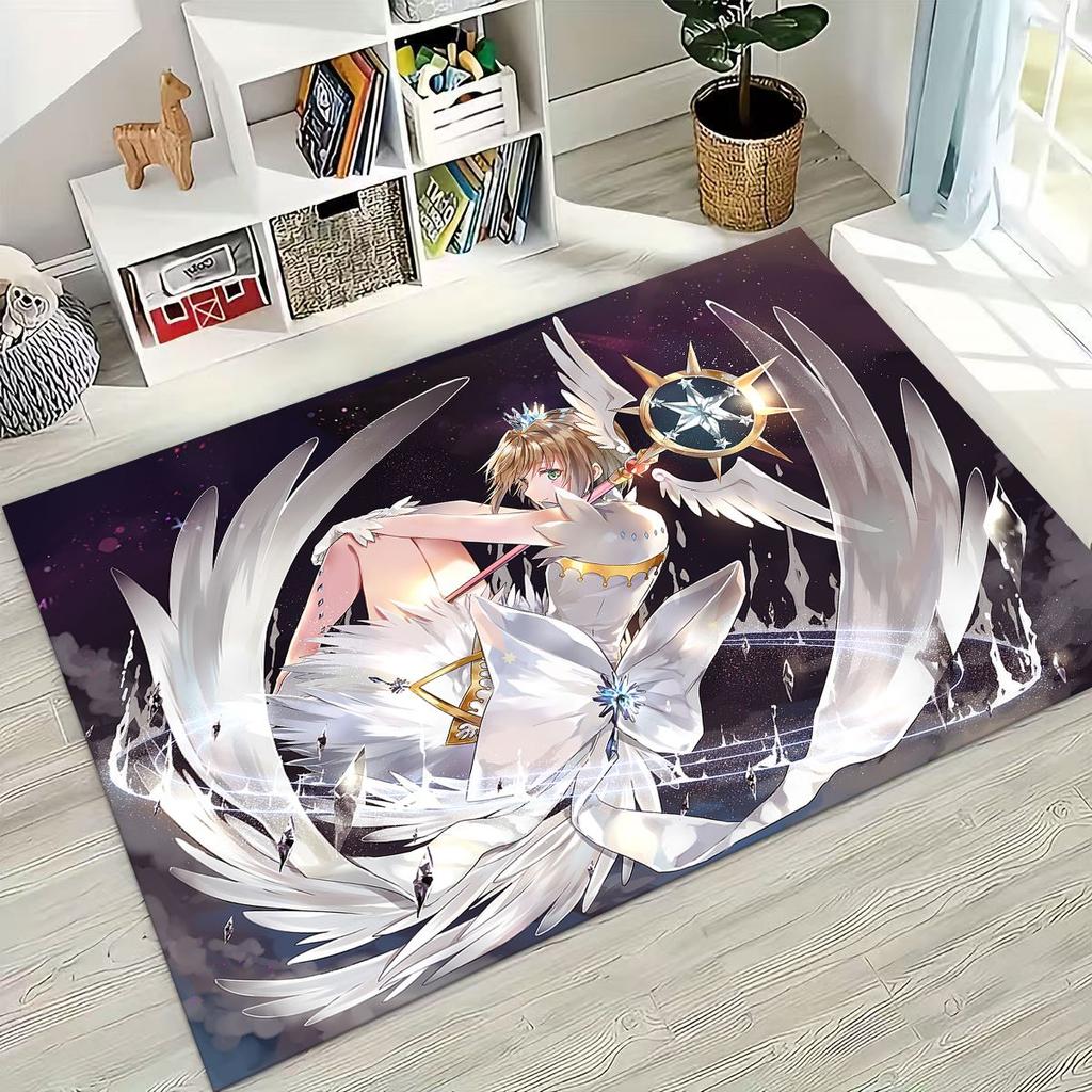 Cute Cartoon Card Captor Sakura Magic Girl Anime Art Rug for Bedroom Living Room Sofa Home Doormat Decor,Kids Non-slip Floor Mat