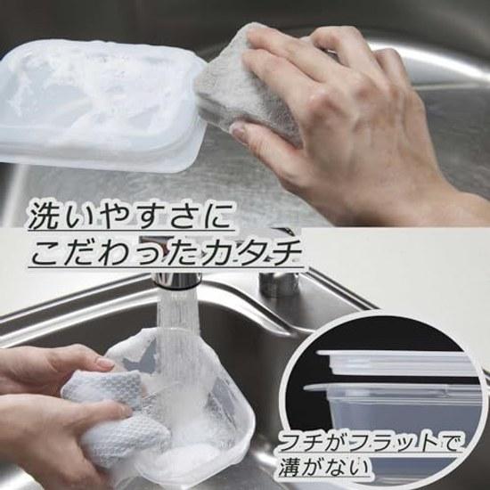 Inomata-k Storage Container Rachin Pack Square Type 9-piece Set Clear White Made Japan Microwave Safe Lid Freezer Refrigerator Defrost Food Plain 1830