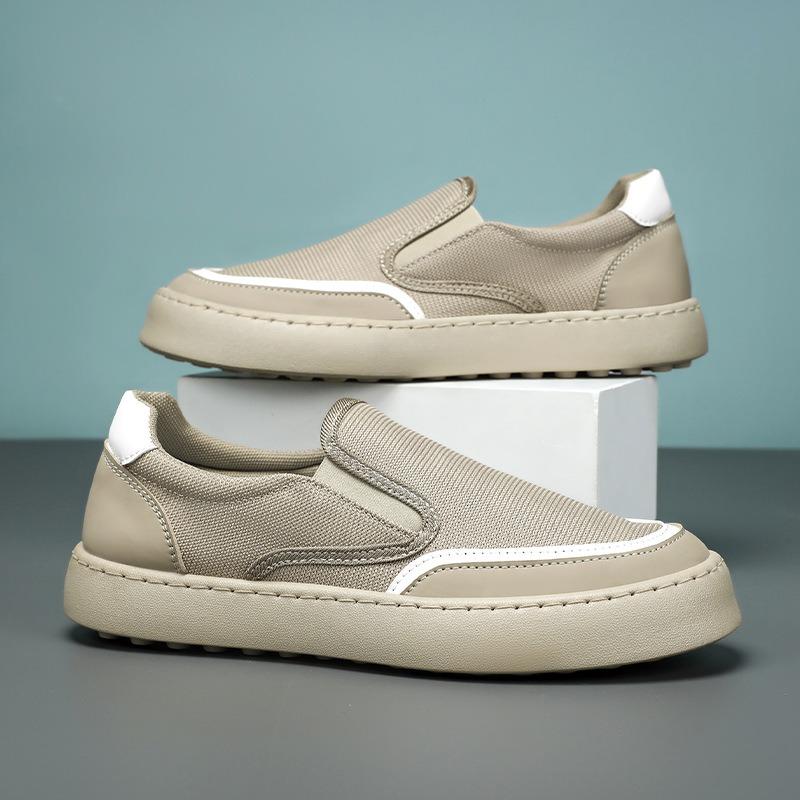 Spring and Summer New Flying Woven Breathable One-pedal Lightweight Men's Canvas Casual Shoes Mesh Light Luxury Cloth Shoes