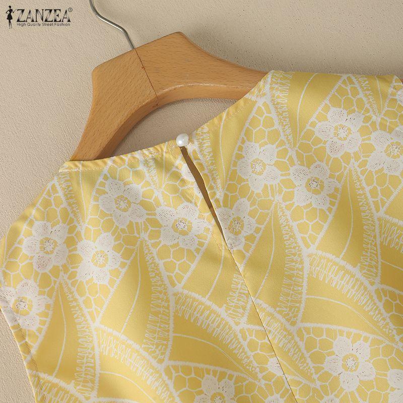 ZANZEA Women Floral Print Casual Round Neck Sleeveless Splice Tank Tops