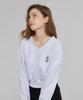 AWESOME STUDIO V-Neck Crop Sweatshirt Grey White