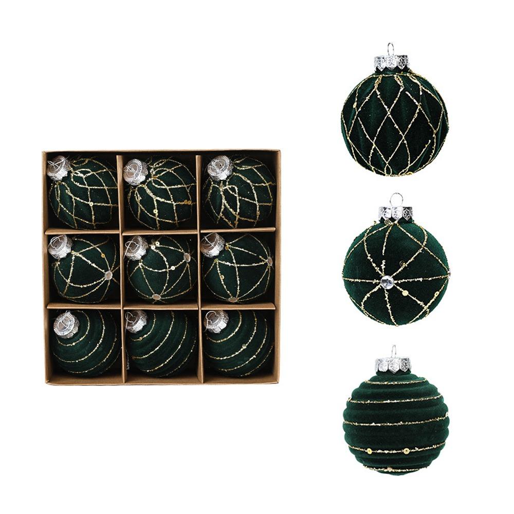 9pcs 8cm Christmas Hanging Balls Glitter Xmas Tree Ornaments  Home New Year Festival Gift
