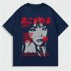Halftone Girl Portrait Red Star Japanese Text Print T Shirt Y2k Punk Harajuku Unisex Oversized Graphic Short Sleeve Tee