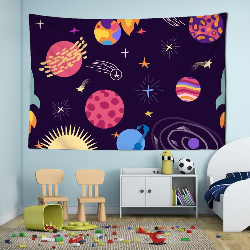 Pink Moon Starry Tapestry Universe Wall Hanging Room Dorm Tapestries Cartoon Art Home Psychedelic Kawaii Bedroom Decor Tapestry