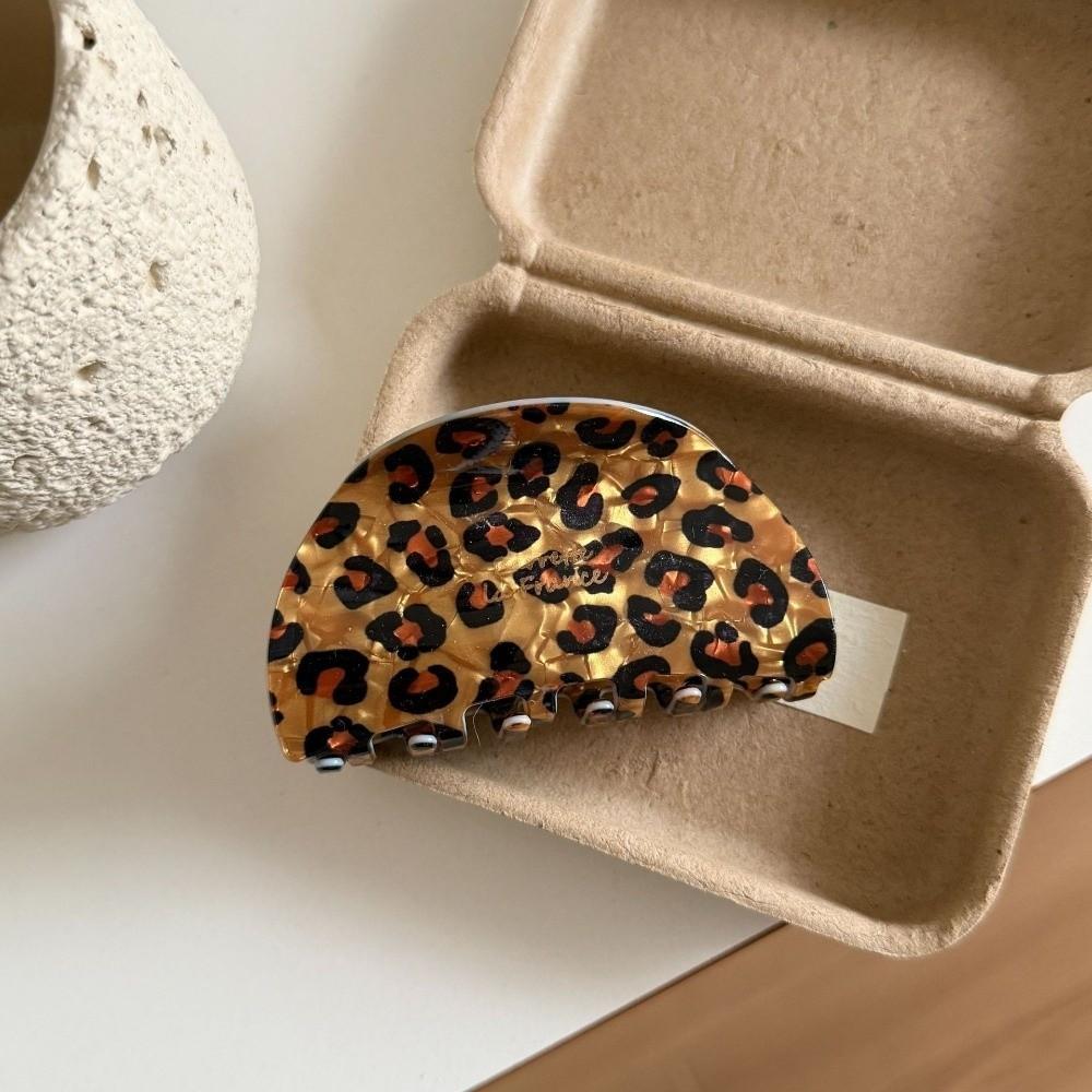 Coffee Color Hair Claw Clip Leopard Print Shark Clip Crab Hair Clip  for Women Hair Accessories