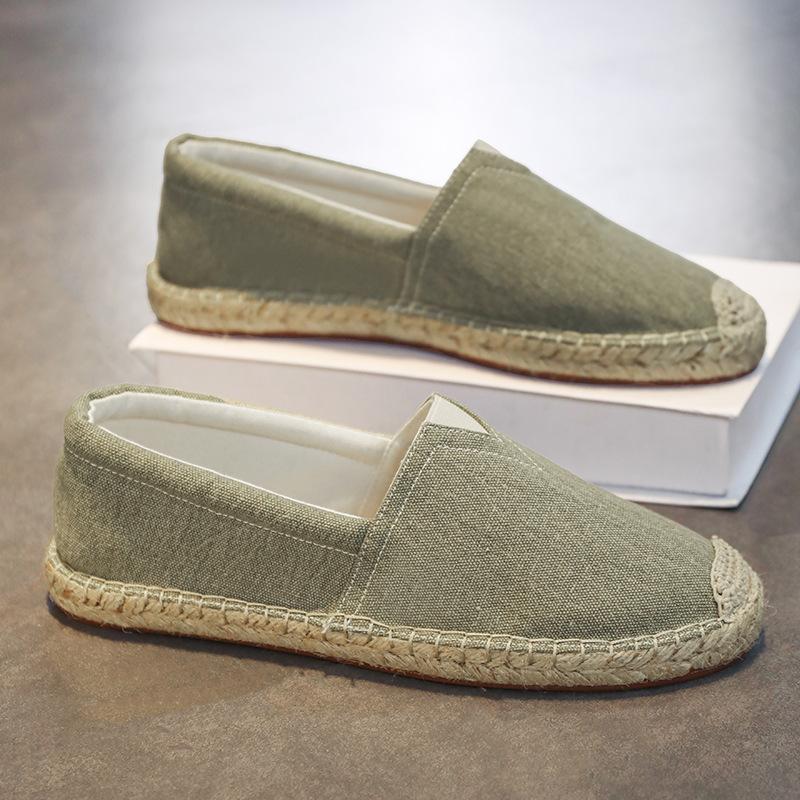 Old Beijing cloth shoes men's summer breathable thin linen straw woven fisherman shoes men's driving lazy shoes