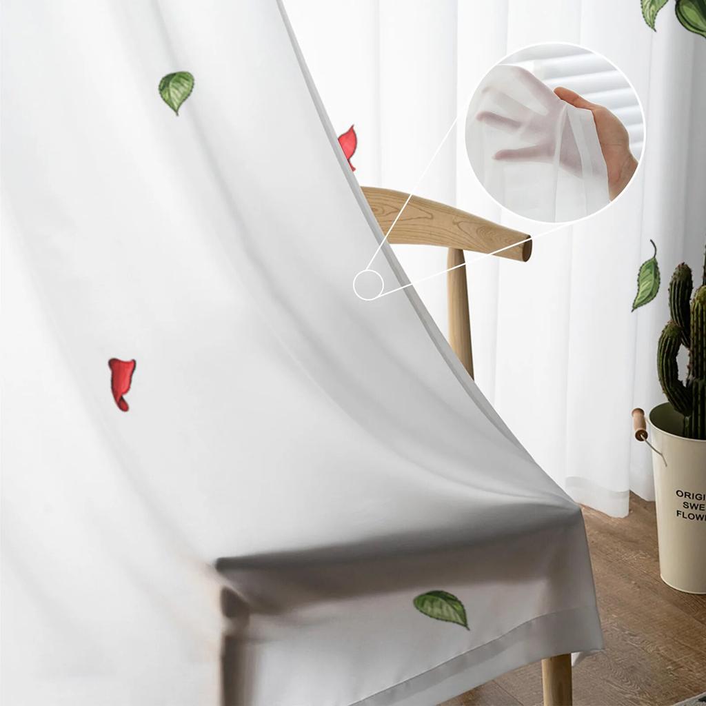 Valentine'S Day Rose Flower Modern Tulle Curtains For Living Room Bedroom Home Kitchen Window Sheer Curtains