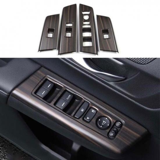 Cover Trim 4PCS Wood Grain Window Lift Panel Switch For Honda CR-V CRV -2024