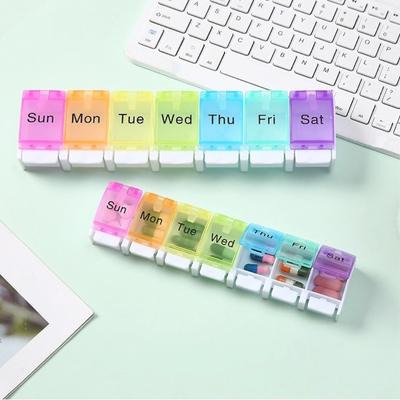 New Hot Premuim Rainbow Weekly Pill Organizer Box 1 Time A Day Daily 7 Day Pill Case Storage for Vitamin Fish Oils Supplements