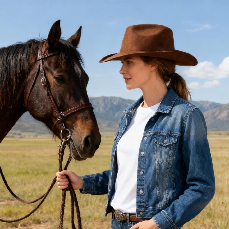 Breathable Cowboy Hats Adjustable Band Adjustable Band Brown Color Western Theme Party Outdoor