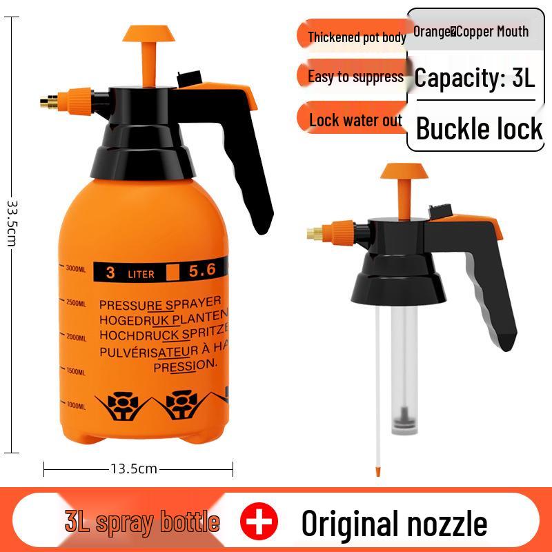 3L High-Capacity Watering Can with Manual Pump Sprayer for Home Use
